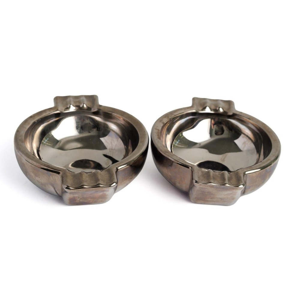 Vintage Mercury Glass Ashtrays Art Deco Set of Two Vanity Catchall Ring Dishes - Picture 5 of 7
